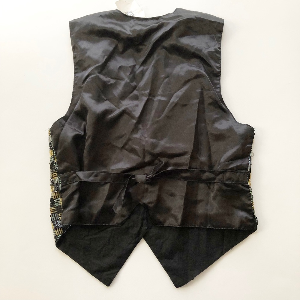 VTG Summit Hill Sequenced Beaded Vest Gold Silver Black Neutral Colors NWT Sz L - Picture 2 of 8